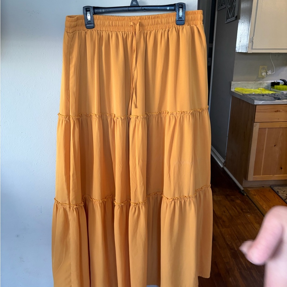 Women's Orange Tiered Skirt